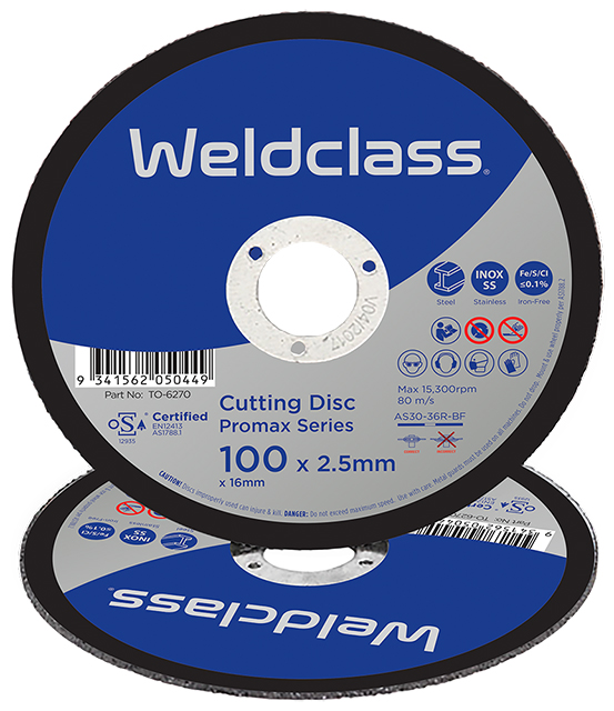 WELDCLASS CUT DISC INOX 100X2.5MM FLAT 
