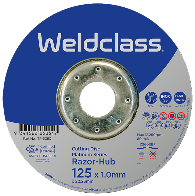 WELDCLASS CUTTING DISC RAZOR - HUB XT 125X1.0MM INOX 